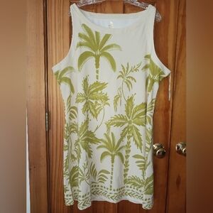 Spartina 449 Palm Print Mini Dress - Green and Cream